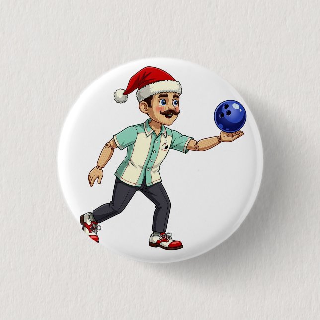 Nussknacker-Bowling-Weihnachten-Sport-Feiertag-Xma Button (Vorderseite)