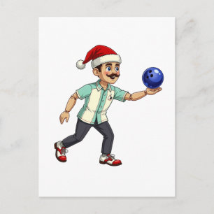 Nussknacker-Bowling-Weihnachten-Sport-Feiertag-Xma Feiertagspostkarte