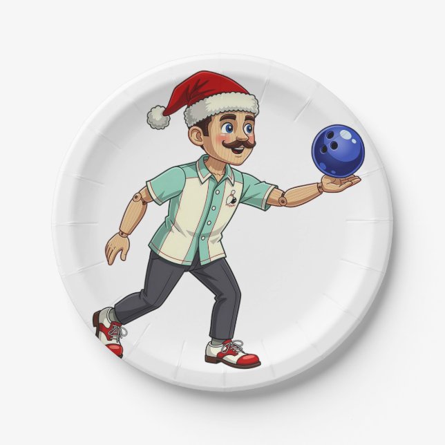 Nussknacker-Bowling-Weihnachts-Sport-Feiertag Xmas Pappteller (Vorderseite)