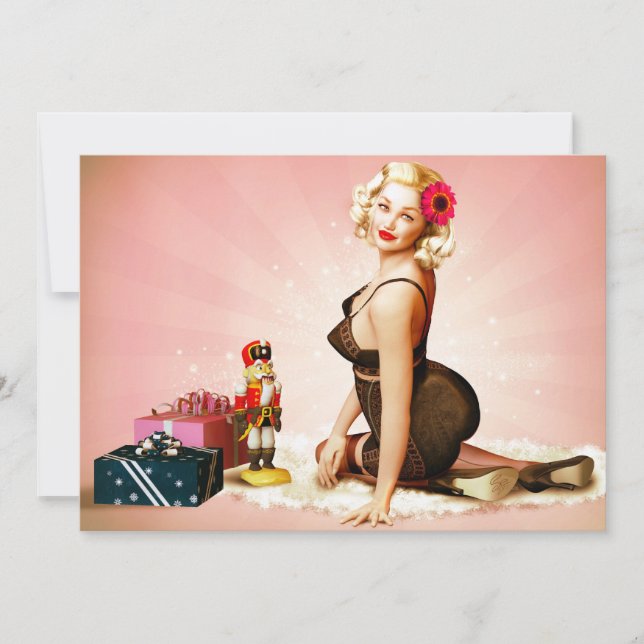 Nussknacker Button-oben Feiertags-Party Einladung (Vorderseite)