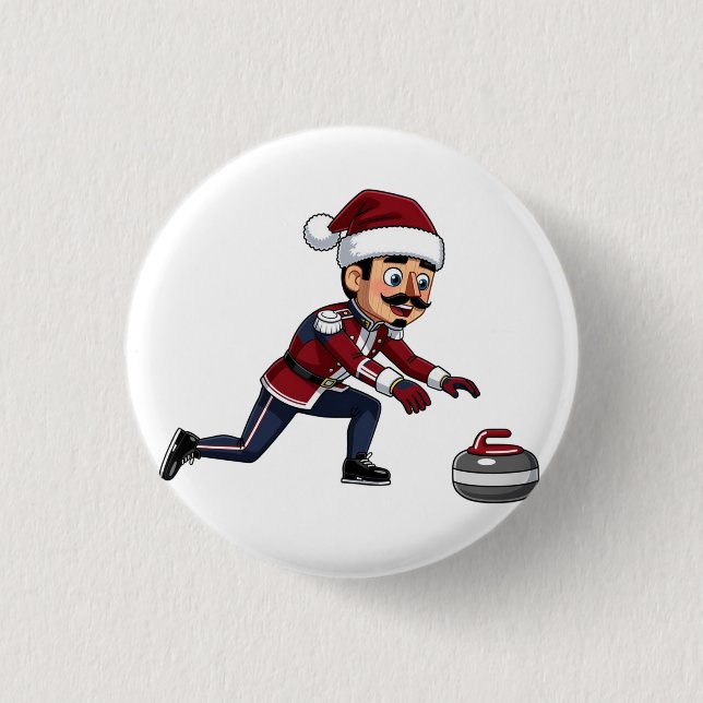  Nussknacker Curling Spieler Urlaub Wintersport  Button (Vorderseite)