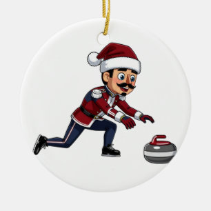 Nussknacker Curling Spieler Urlaub Wintersport Keramik Ornament