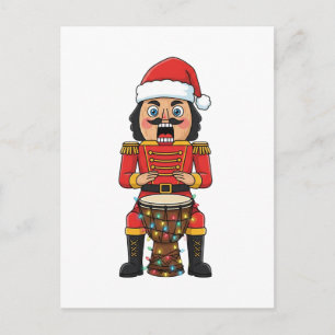 Nussknacker-Darbuka-Schlagzeuger-Weihnachtslichter Feiertagspostkarte