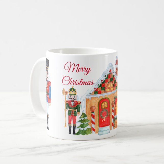 Nussknacker-frohe Weihnacht-Tasse Kaffeetasse (Vorderseite Links)