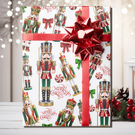 Nussknacker Frohe Weihnachten Rot Grün Rolle von Geschenkpapier