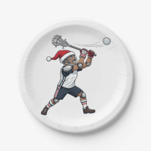 Nussknacker Lacrosse-Spieler Weihnachts-Sportler X Pappteller