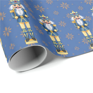 Nussknacker Männer Blau und Gold Traditionell Geschenkpapier