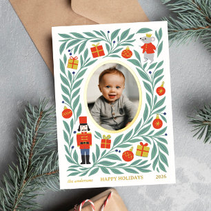 Nussknacker-Maus-Weihnachts-Baby-Foto  Folien Feiertagskarte
