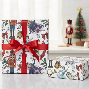 Nussknacker-Mäusekönig-Ballerina-Weihnachtsmuster Geschenkpapier
