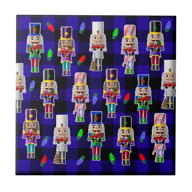 Nussknacker mit kleinen roten Lastwagen Weihnachte Fliese (Vorderseite)