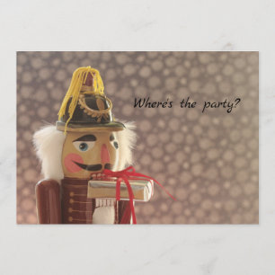 Nussknacker mit silbernem Geschenk Einladung