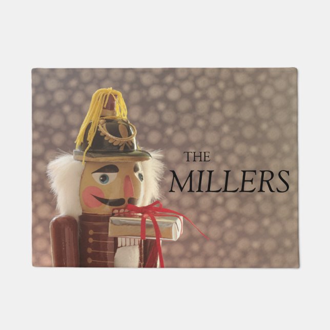 Nussknacker mit silbernem Geschenk Fußmatte (Vorderseite)