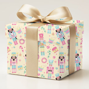 Nussknacker Pink Blau Gelb Weihnachtsmuster Geschenkpapier