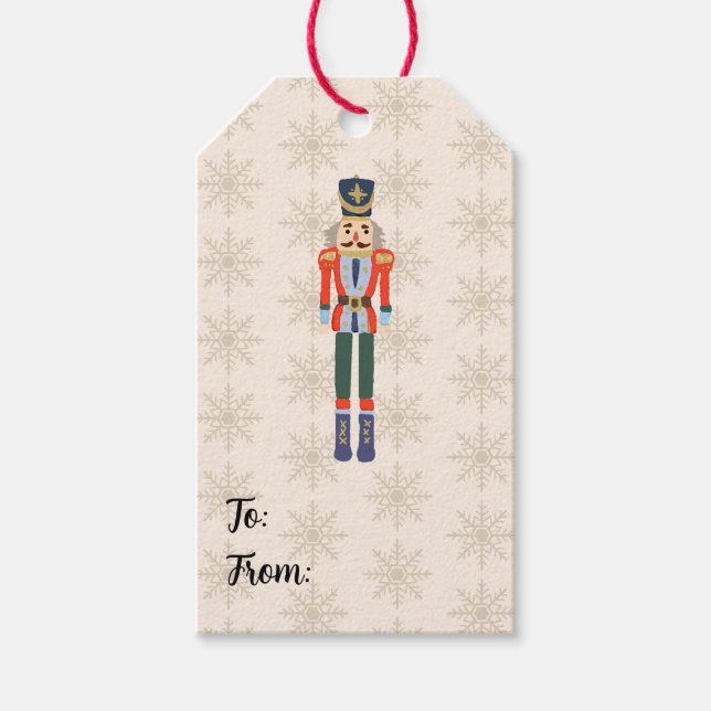 Nussknacker-Schneeflocken-Muster-Feiertags-Papier- Geschenkanhänger (Vorderseite)