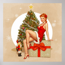Nussknacker Süße Retro-Pinup-Weihnachtsplakat Poster