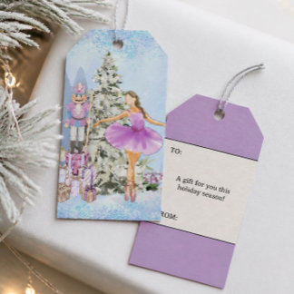 Nussknacker und Ballerina Lavendel Weihnachten Geschenkanhänger