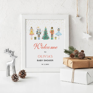 Nussknacker-Weihnachten-Baby-Shower-Willkommenssch Poster