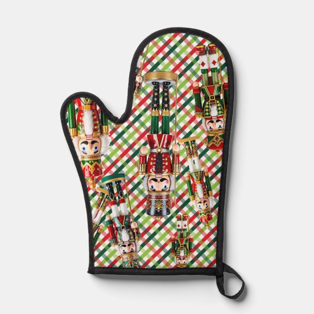 Nussknacker-Weihnachts-Kariert Ofenhandschuh (Vorderseite)