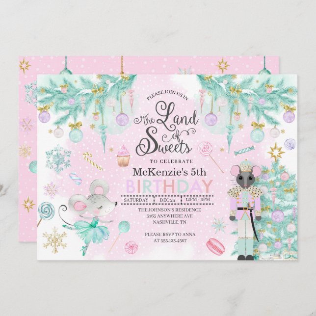 Nussknacker-Zuckerpflaumen-feenhafter Einladung (Vorne/Hinten)