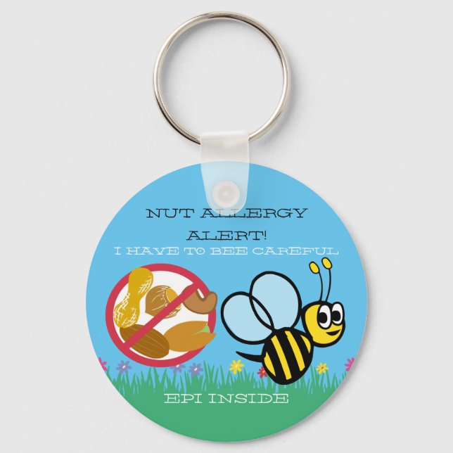 Nut Allergy Alert Bumble Bee Kids Personalisiert Schlüsselanhänger (Vorderseite)