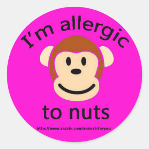 Nut Allergy Pink Runder Aufkleber