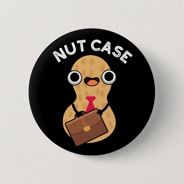 Nut Case Funny Peanut Puns Dark BG Button (Vorderseite)