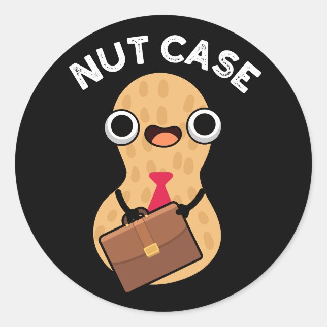 Nut Case Funny Peanut Puns Dark BG Runder Aufkleber (Vorderseite)
