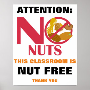 Nut free class Sign for School or Daycare Poster