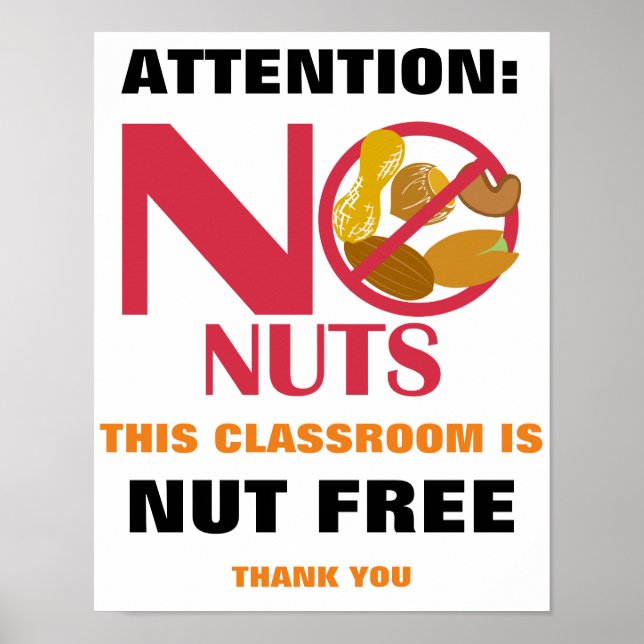 Nut free class Sign for School or Daycare Poster (Vorne)