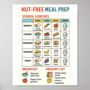Nut Free Meal Prep für Schulessen Poster