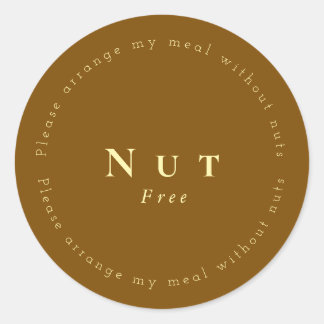 Nut-Free Request Sticker, Brown - Light yellow Runder Aufkleber