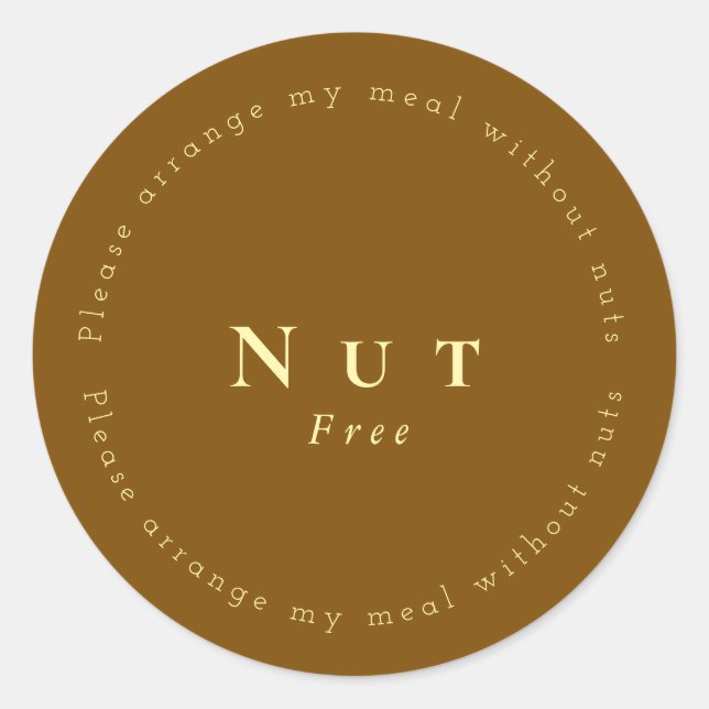 Nut-Free Request Sticker, Brown - Light yellow Runder Aufkleber (Vorderseite)