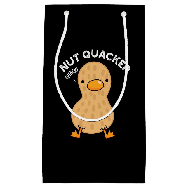 Nut Quacker Funny Peanut Puns Dark BG Kleine Geschenktüte (Vorderseite)