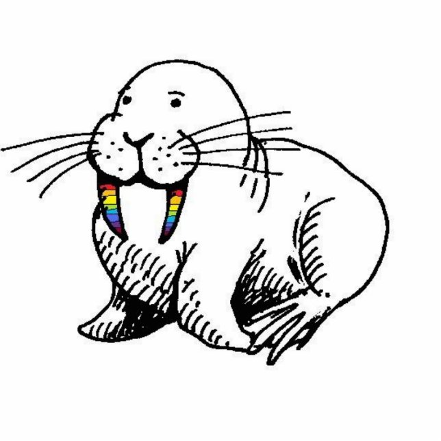 Nut-Stoßzahnwalroßskulptur Freistehende Fotoskulptur (Vorne)