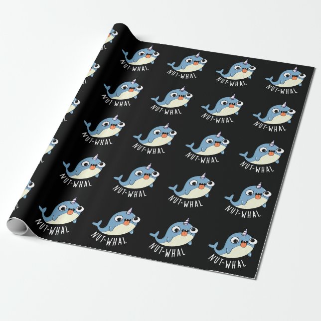 Nut-whal Funny Narwhal Pun Dark BG Geschenkpapier (Ungerollt)