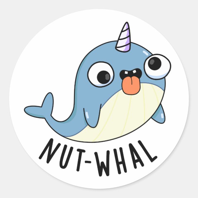 Nut-whal Funny Narwhal Pun Runder Aufkleber (Vorderseite)