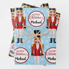 Nutcracker 3 Personalisierte Weihnachtsmuster Name Geschenkpapier Set