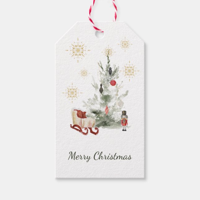 Nutcracker Aquarell niedliche Weihnachten Geschenkanhänger (Vorderseite)