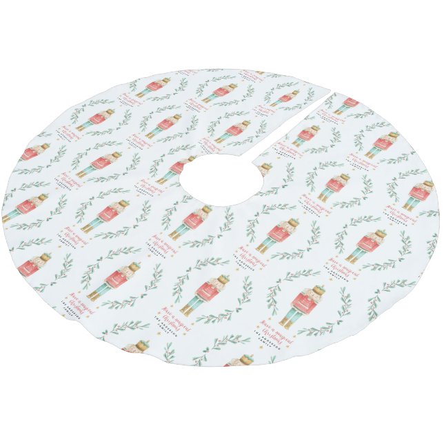 Nutcracker Aquarell niedliche Weihnachten Polyester Weihnachtsbaumdecke (Schrägansicht)