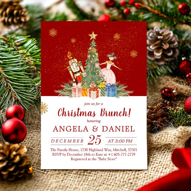 Nutcracker Baby Shooting Weihnachtsbrunch Einladung (Nutcracker Baby Shower Christmas Brunch Invitation)