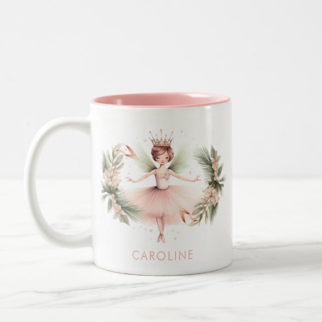 Nutcracker Ballerina Ballerina Pink Zweifarbige Tasse (Links)