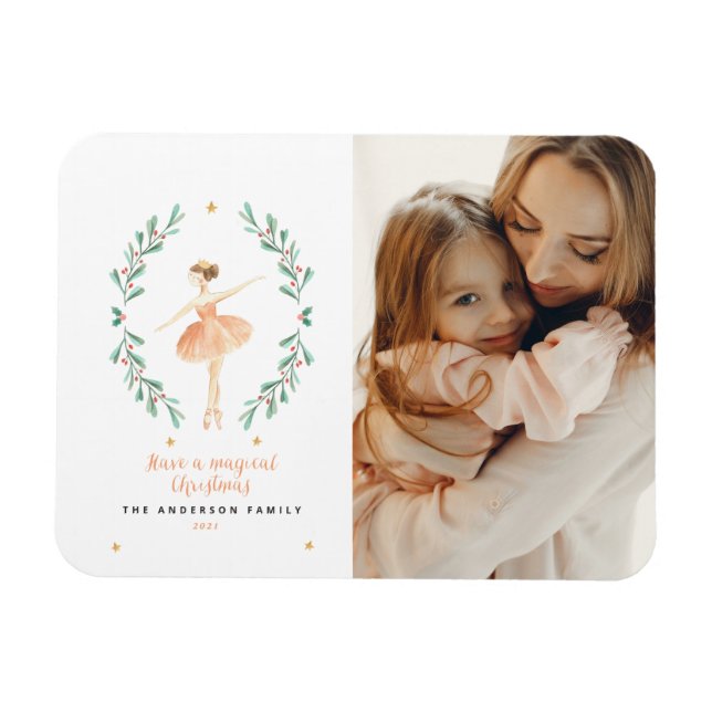 Nutcracker ballerina botanische 1 Foto Weihnachten Magnet (Horizontal)