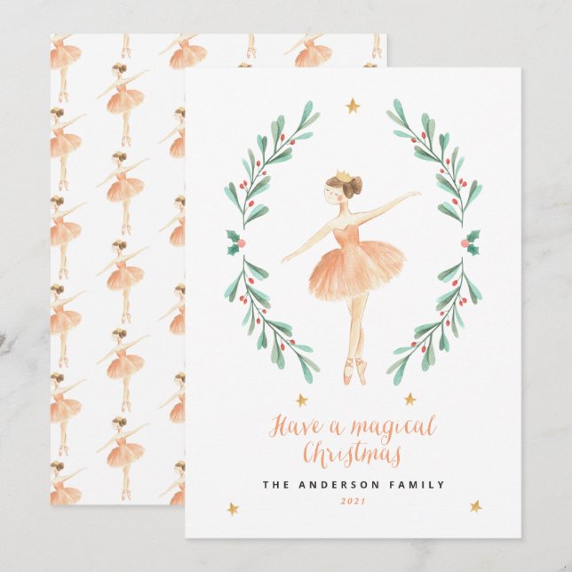 Nutcracker Ballerina botanische niedliche Weihnach (Vorne/Hinten)