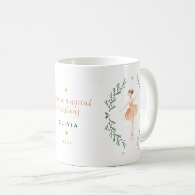 Nutcracker Ballerina botanische niedliche Weihnach Kaffeetasse (VorderseiteRechts)