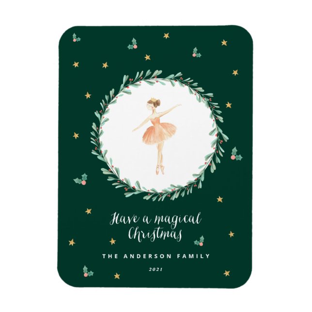 Nutcracker Ballerina botanische niedliche Weihnach Magnet (Vertikal)