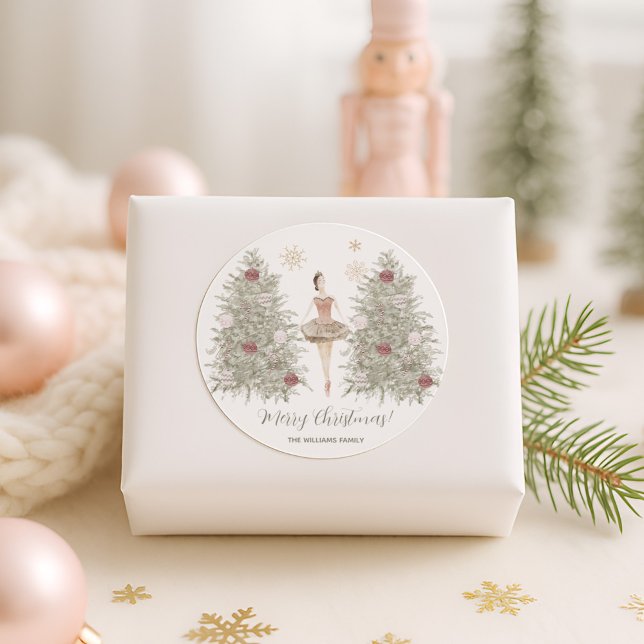 Nutcracker Ballerina Christmas Runder Aufkleber (Von Creator hochgeladen)