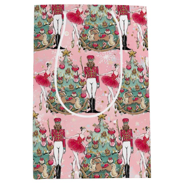 Nutcracker Ballerina Holiday Geschenktasche Mittlere Geschenktüte (Vorderseite)