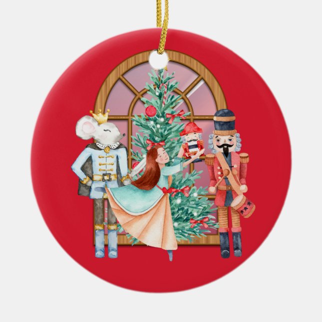 Nutcracker Ballerina Mouse King Red Personalisiert Keramik Ornament (Vorne)