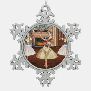 Nutcracker Ballerina Pewter Snowflake Ornament