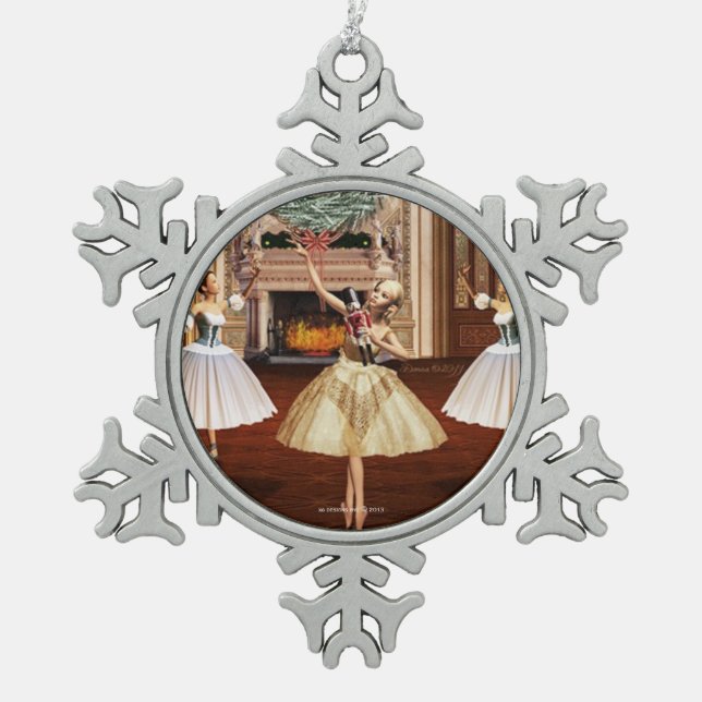 Nutcracker Ballerina Pewter Snowflake Ornament (Vorderseite)